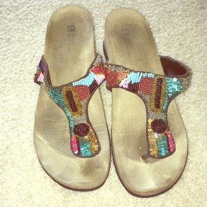 White Mountain Multi-Colored Bead Wedge Sandal